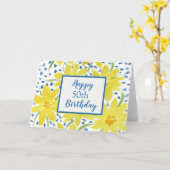 Yellow Daisy Bouquet Blue Dots Custom Geburtstag Karte (Gelbe Blume)
