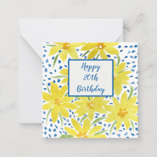 Yellow Daisy Bouquet Blue Dots Custom Geburtstag n Mitteilungskarte