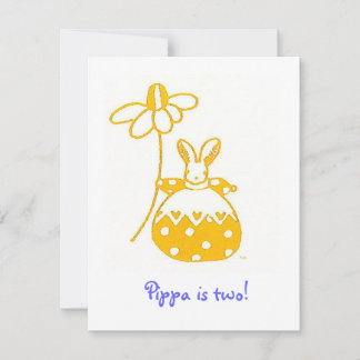 Yellow Daisy Bunny - Einladung zum Geburtstag