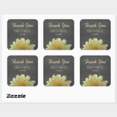 Yellow Daisy Chalkboard Rustic Wedding Vielen Dank Quadratischer Aufkleber (Blatt)