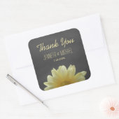 Yellow Daisy Chalkboard Rustic Wedding Vielen Dank Quadratischer Aufkleber (Umschlag)