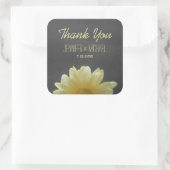 Yellow Daisy Chalkboard Rustic Wedding Vielen Dank Quadratischer Aufkleber (Tasche)