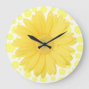 Yellow Daisy Clock Große Wanduhr