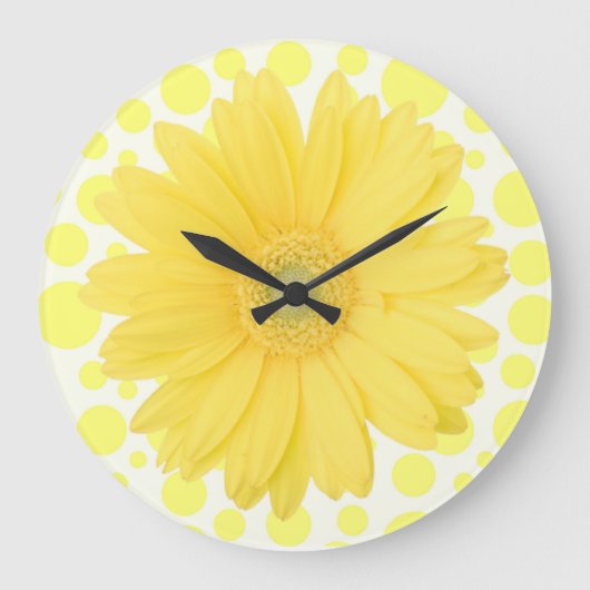 Yellow Daisy Clock Große Wanduhr (Vorderseite)