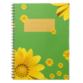  Yellow Daisy Floral Design on Green backround Notizblock