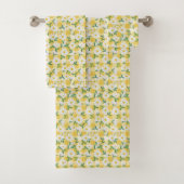 Yellow Daisy Floral Gingham Towel Set (Insitu)