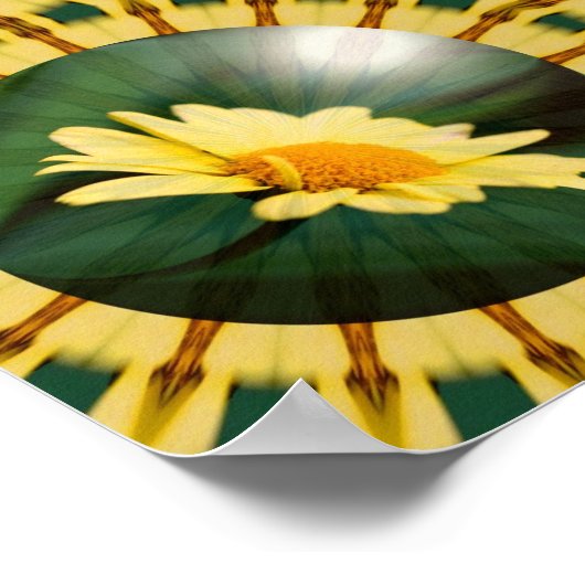 Yellow Daisy Floral Mirror Abstrakte Kunst Poster (Ecke)