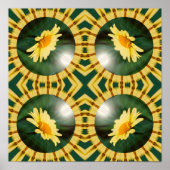 Yellow Daisy Floral Mirror Abstrakte Kunst Poster (Vorne)