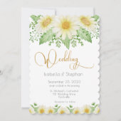 Yellow Daisy Floral Script Wedding Einladung (Vorderseite)
