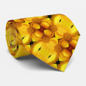 Yellow Daisy Flower Petals And Center Pattern Krawatte (Gerollt)