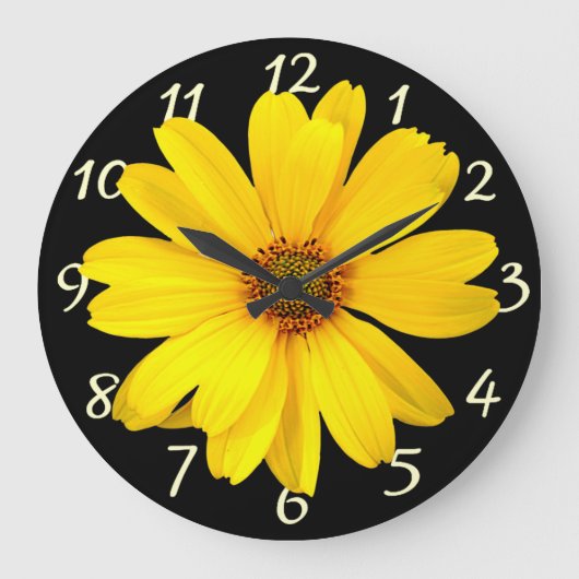 Yellow Daisy Große Wanduhr (Vorderseite)