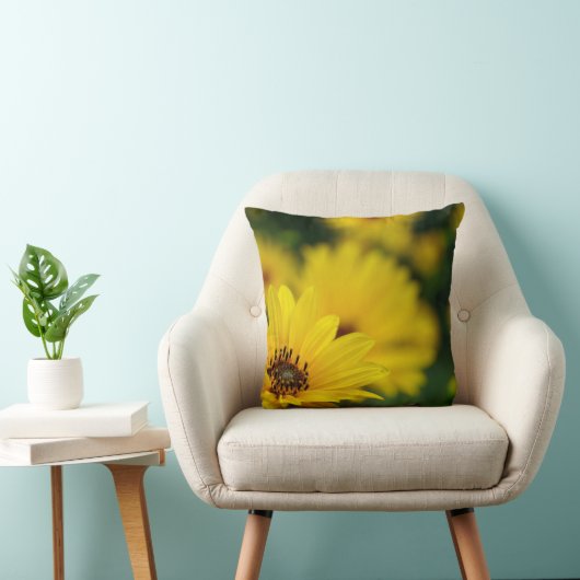 Yellow Daisy Helenium Throw Cushion Kissen (Stuhl )