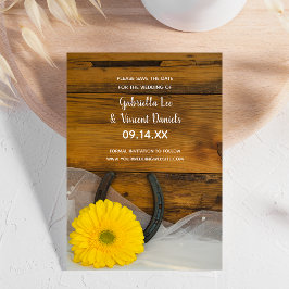 Yellow Daisy Horseshoe Barn Wedding Save the Date Einladung