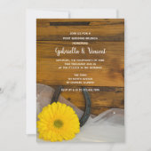 Yellow Daisy Horseshoe Western Post Wedding Brunch Einladung (Vorderseite)