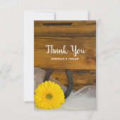 Yellow Daisy Horseshoe Western Wedding Vielen Dank Dankeskarte (Vorderseite)