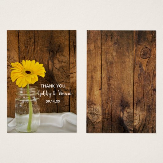 Yellow Daisy in Mason Jar Barn Gastgeschenk Hochze (Vorne & Hinten)