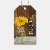 Yellow Daisy in Mason Jar Barn Gastgeschenk Hochze Geschenkanhänger (Vorderseite)