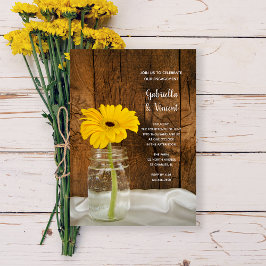Yellow Daisy in Mason Jar Country Engagement Party Einladung