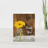 Yellow Daisy in Mason Jar Country Vielen Dank Dankeskarte (Vorderseite)