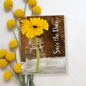 Yellow Daisy in Mason Jar Wedding Save the Date Ankündigungspostkarte