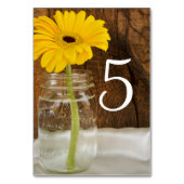 Yellow Daisy in Mason Jar Wedding Tischnummern (Vorderseite)
