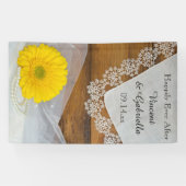 Yellow Daisy, Lace and Barn Wood Country Wedding Banner (Horizontal)