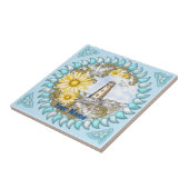 Yellow Daisy Lighthouse Fliese (Seite)