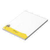 Yellow Daisy Line Art Custom Text Notizblock (Rotiert)