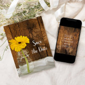 Yellow Daisy Mason Jar Barn Wedding Save the Date