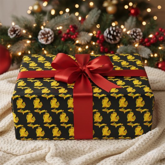 Yellow Daisy Michigan Silhouette Geschenkpapier