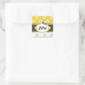 Yellow Daisy Monogram Quadratischer Aufkleber (Tasche)