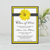 Yellow Daisy Polka Dots Abschluss Ankündigung (Stehend Vorderseite)