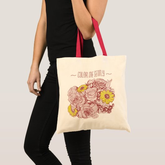 Yellow Daisy Rote Rose mit Bouquet Custom Tragetasche (Vorderseite (Produkt))
