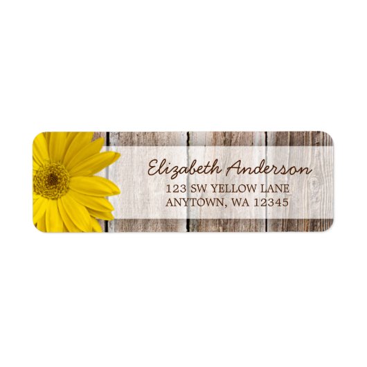 Yellow Daisy Rustic Barn Wood Address Labels (Vorne)