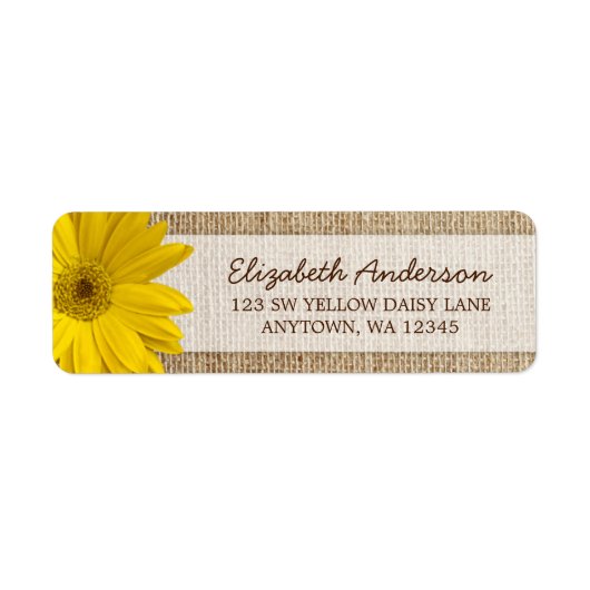 Yellow Daisy Rustic Burlap-Adresse (Vorne)