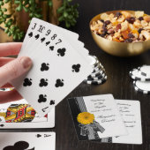 Yellow Daisy Schwarz-weiß Polka Dots Wedding Spielkarten (In Situ)