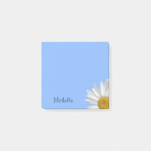 Yellow Daisy Stylish Floral Blue Post-it Klebezettel