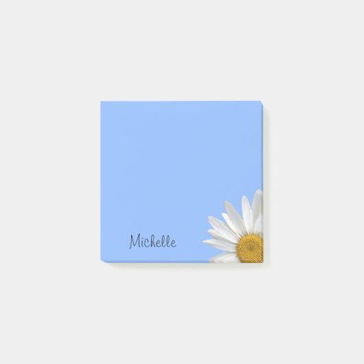 Yellow Daisy Stylish Floral Blue Post-it Klebezettel (Vorderseite)