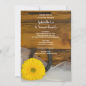 Yellow Daisy und Horseshoe Country Western Wedding Einladung (Vorderseite)