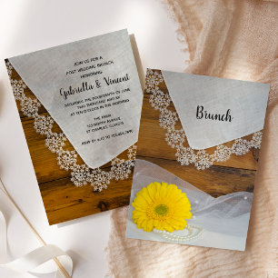 Yellow Daisy und Lace Country Post Wedding Brunch Einladung