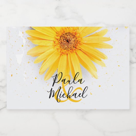 Yellow Daisy Wedding Celebration Mini Schaumweinetikett (Einzelnes Label)