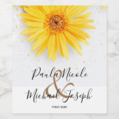 Yellow Daisy Wedding - PERSONALISIERT Weinetikett (Einzelnes Label)