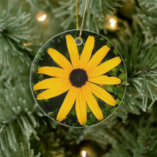 Yellow Daisy Wildblume Fotografie Keramik Ornament (Baum)