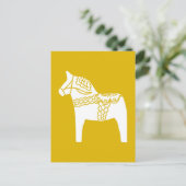 Yellow Dala Horse Postkarte (Stehend Vorderseite)