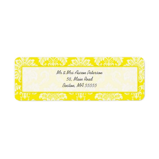 Yellow Damask Anpassbare Adressenmarken (Vorne)