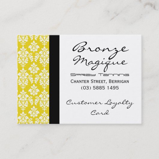 Yellow Damask Business Customer Loyalty Cards Treuekarte (Vorderseite)