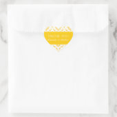 Yellow Damask Personalisiert Wedding Danke Herz-Aufkleber (Tasche)