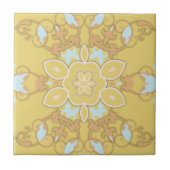 Yellow Damask Verziert Elegantes ästhetisches Vint Fliese (Vorderseite)