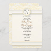 Yellow Damask Wedding Einladung (Vorne/Hinten)