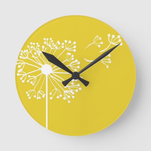 Yellow Dandelion Design Runde Wanduhr (Vorderseite)